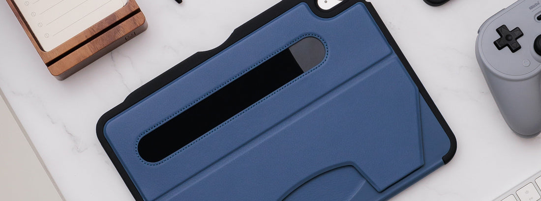 An iPad in ZUGU case in a table