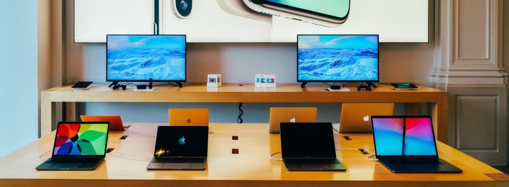 a display of apple products in a store